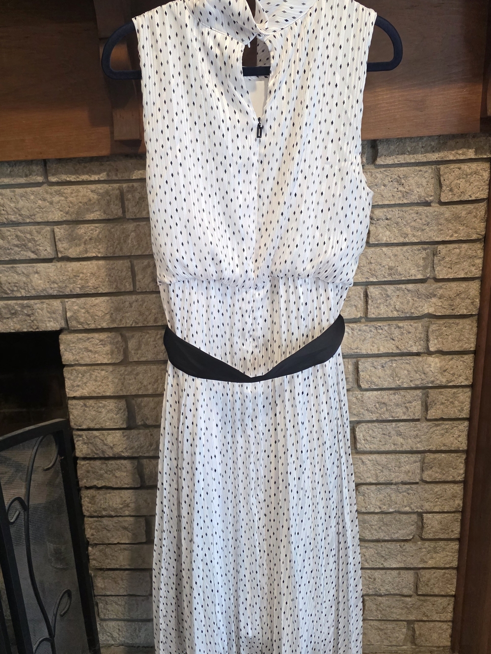 Karl Lagerfeld White Maxi Halter Dress with Black Accents - Picture 5 of 7